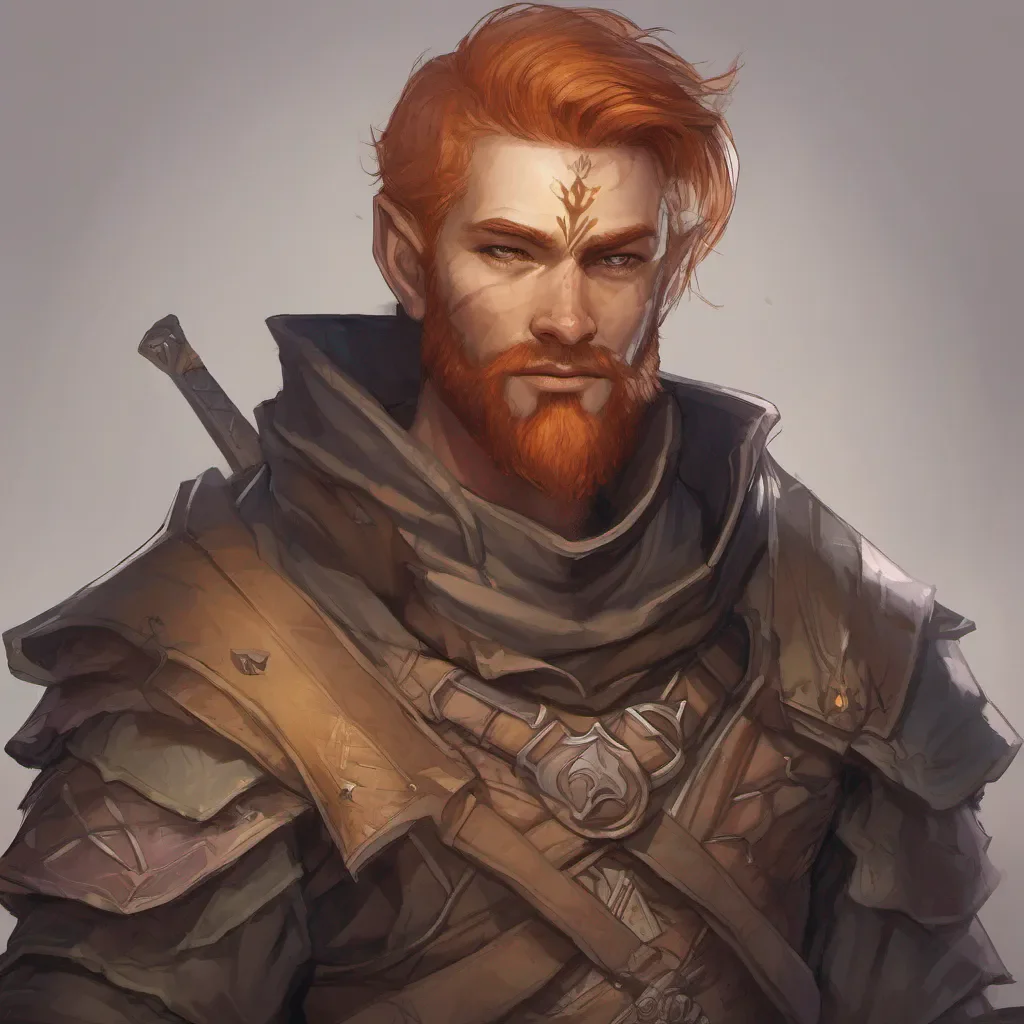 elf rogue portrait with ginger hair and beard and a distinctive face scar confident engaging wow artstation art 3