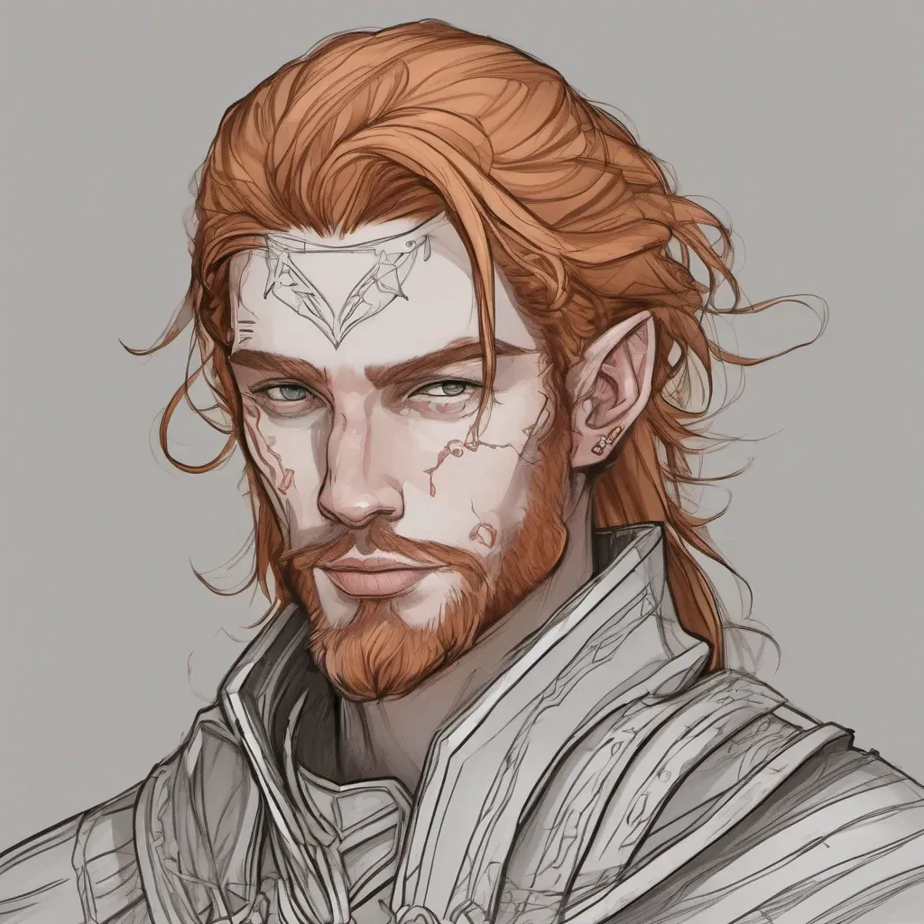 elf rogue portrait with ginger hair and beard and a distinctive face scar good looking trending fantastic 1