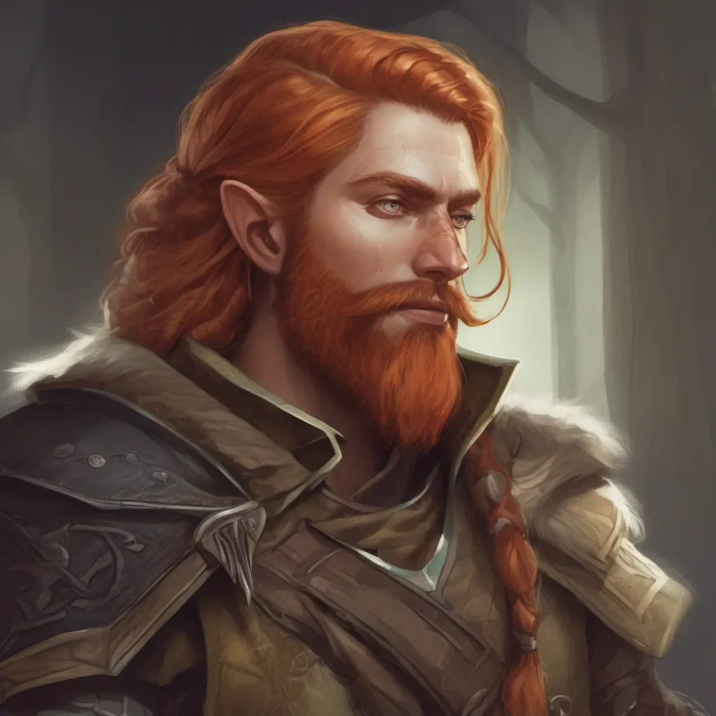 elf rogue portrait with ginger hair and beard and a distinctive face scar