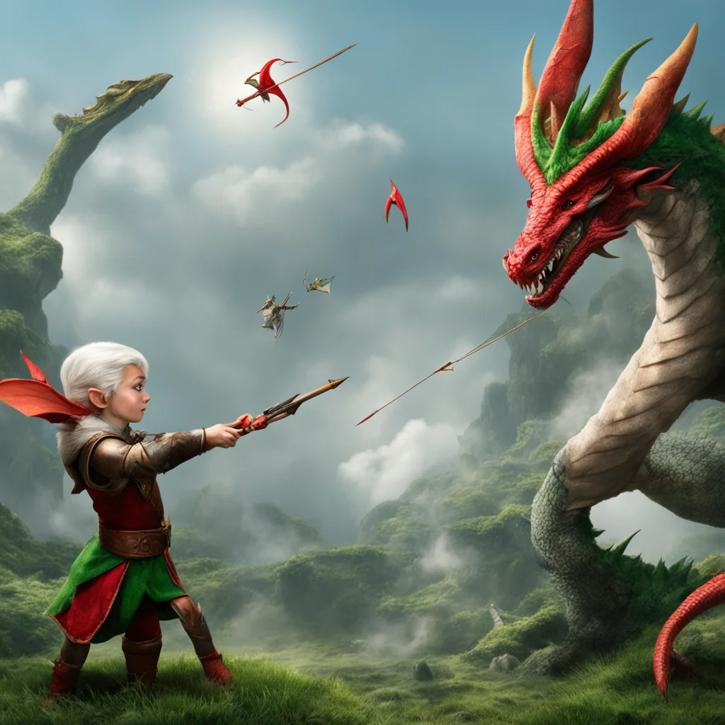 aielf shooting arrow at dragon. amazing awesome portrait 2