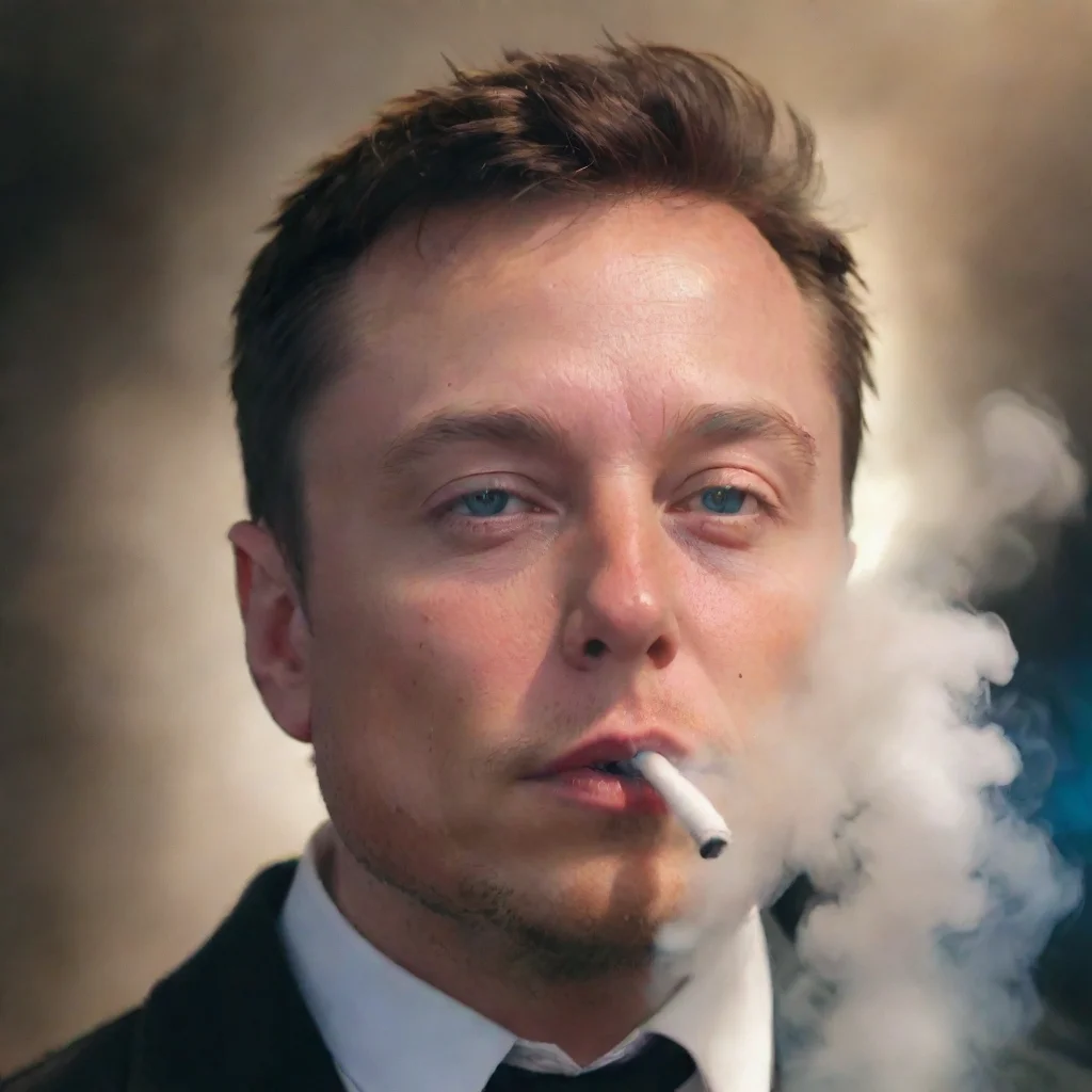 elon must blowing smoke cloud hd epic colorfull zoom in close up eyes clear