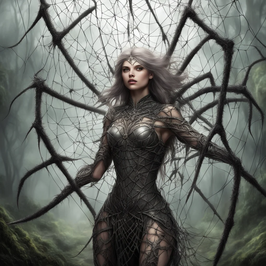 aielven female warrior entangled in giant spiders net good looking trending fantastic 1