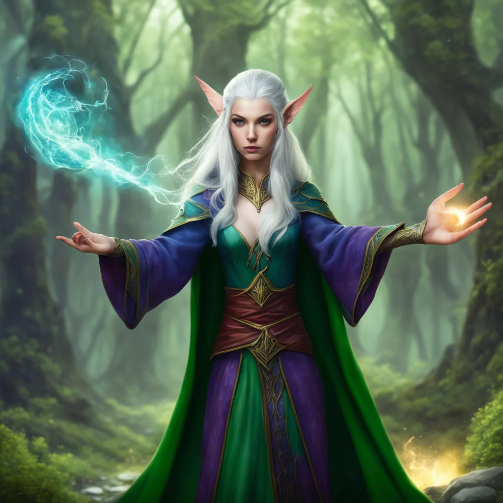 elven mage casts a spell amazing awesome portrait 2