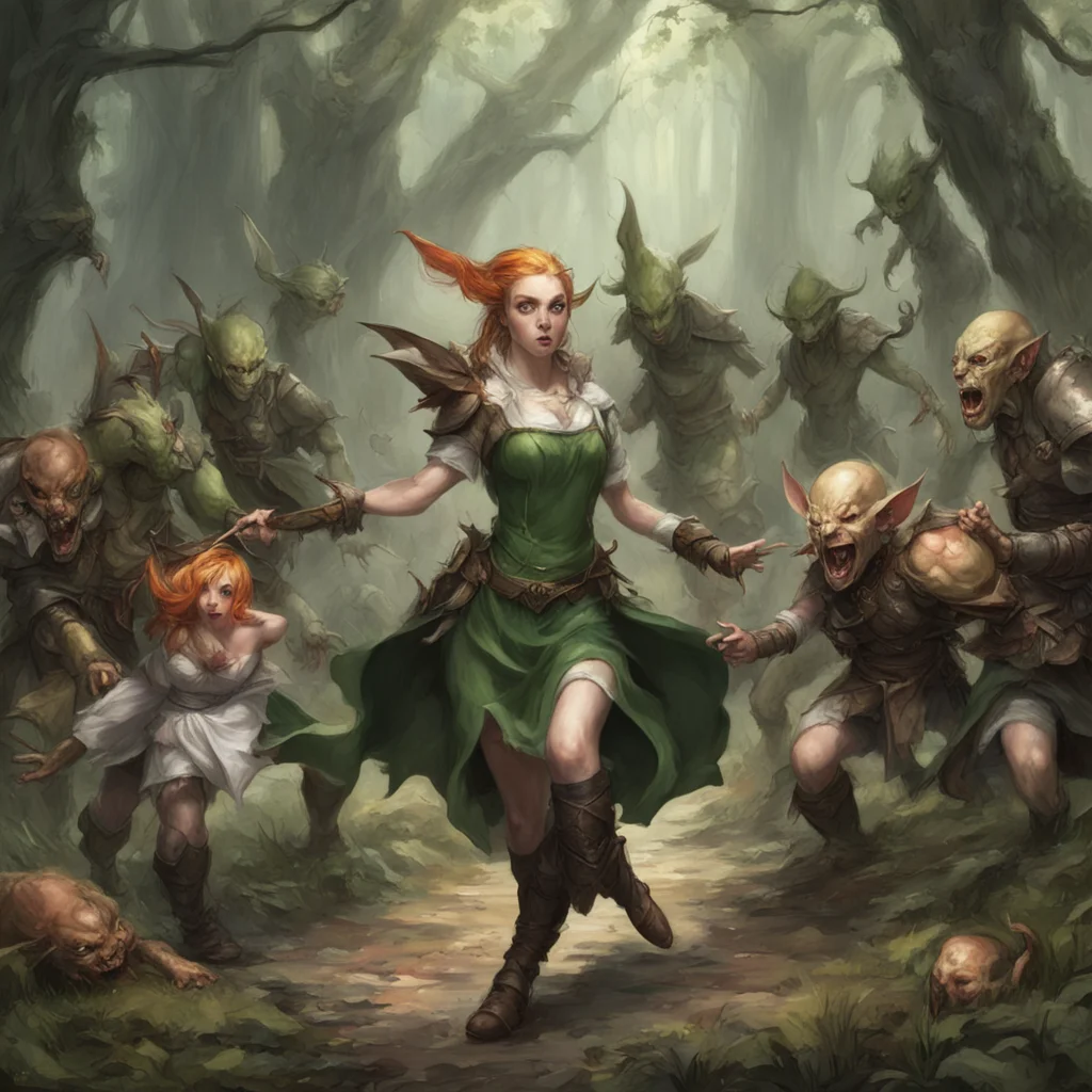 elven maid ambushed by goblins