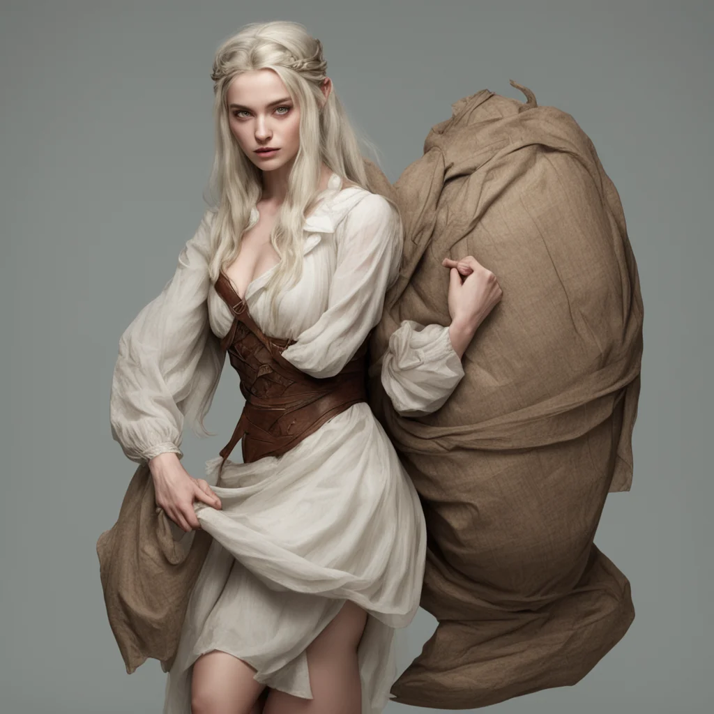 elven maid struggles to carry too heavy sack amazing awesome portrait 2