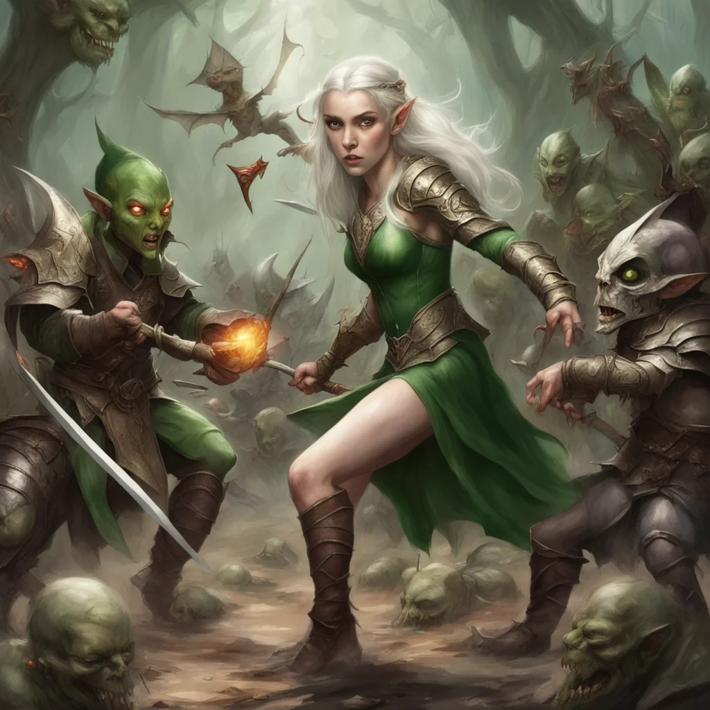 elven princess fights goblins amazing awesome portrait 2