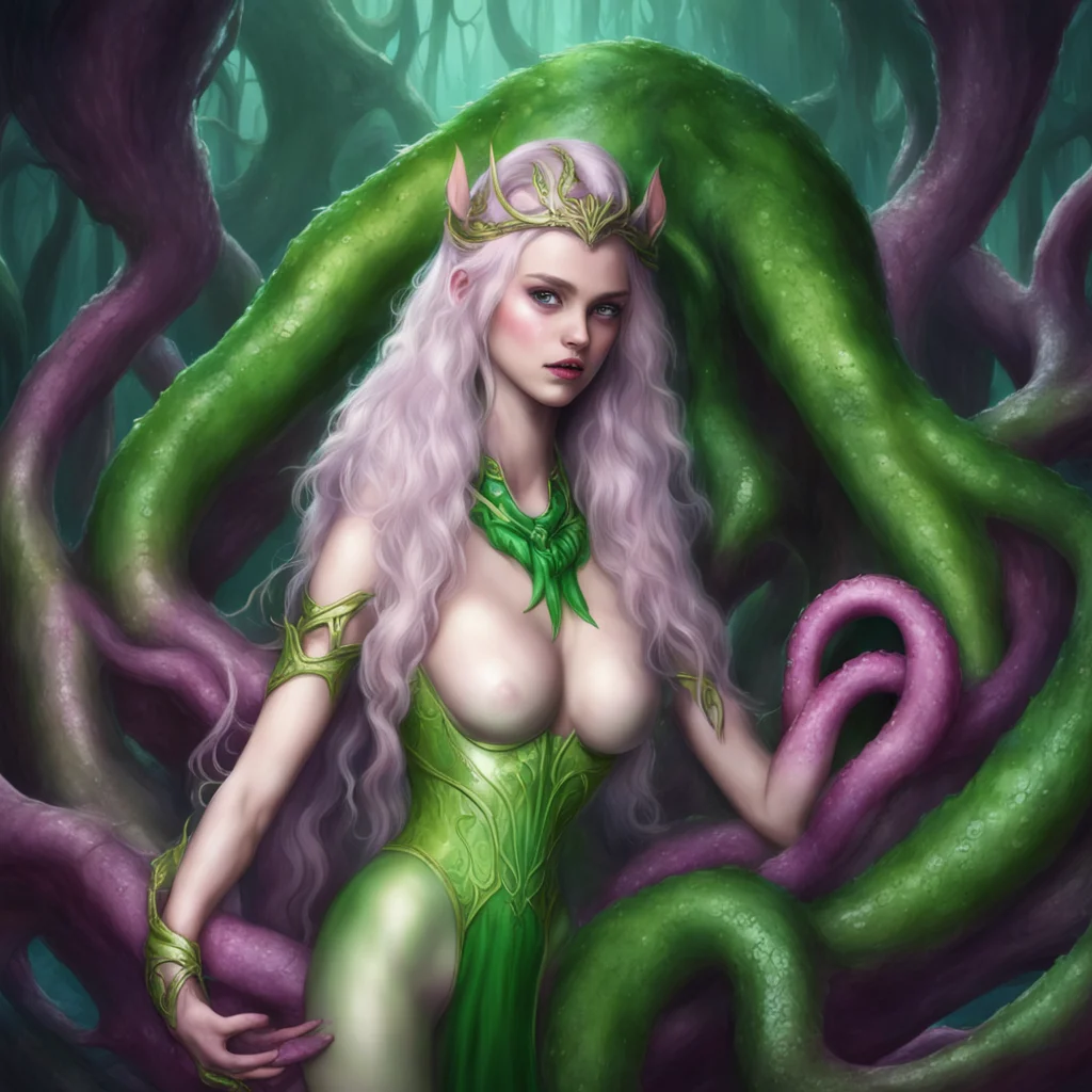 elven princess is squeezed by a monster tentacle amazing awesome portrait 2