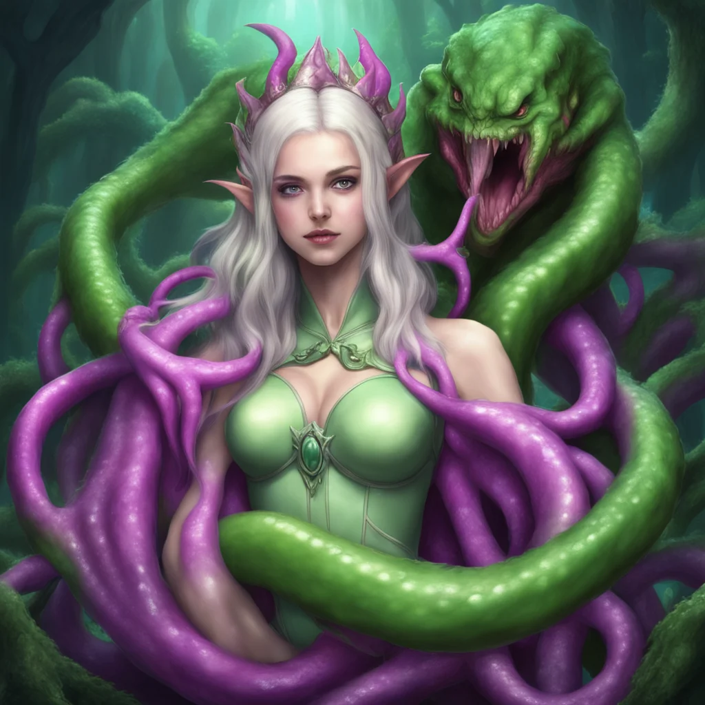 elven princess is squeezed by a monster tentacle confident engaging wow artstation art 3
