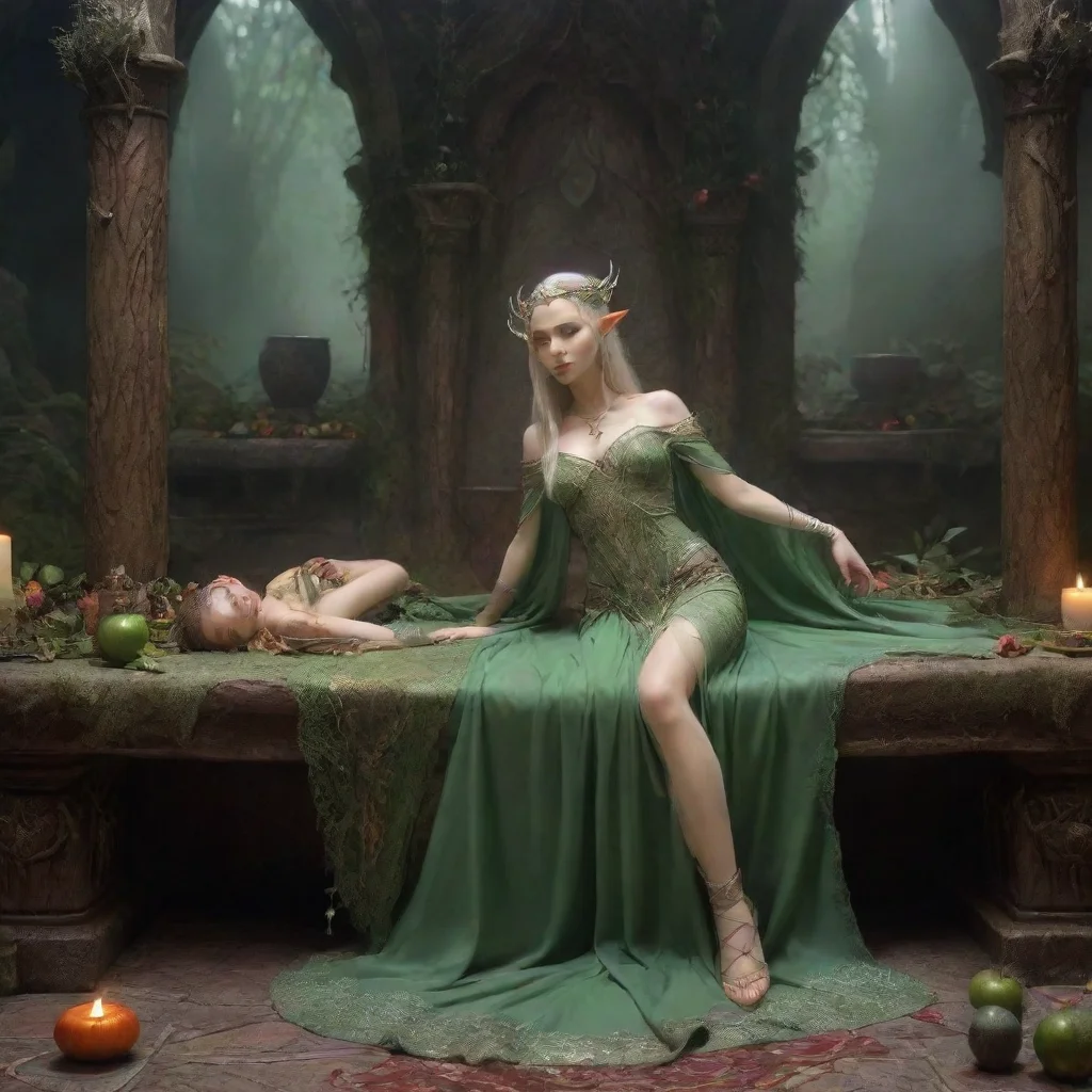 elven princess lays on altar at orc ritual
