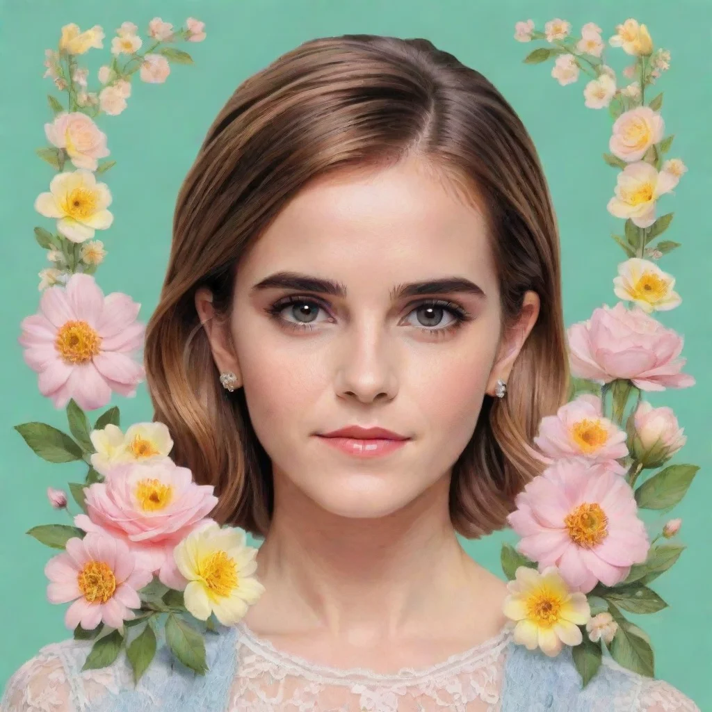 emma watson pastel graphic with flower frame