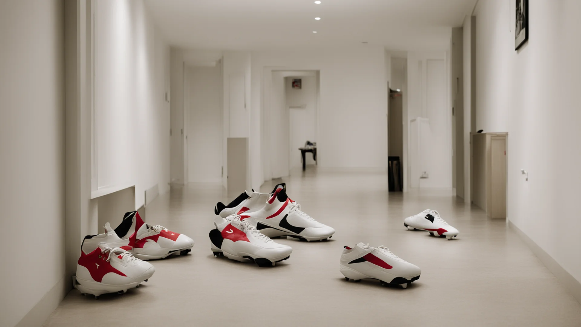 aienglish home%2C a dozen puma football boots in the hallway wide