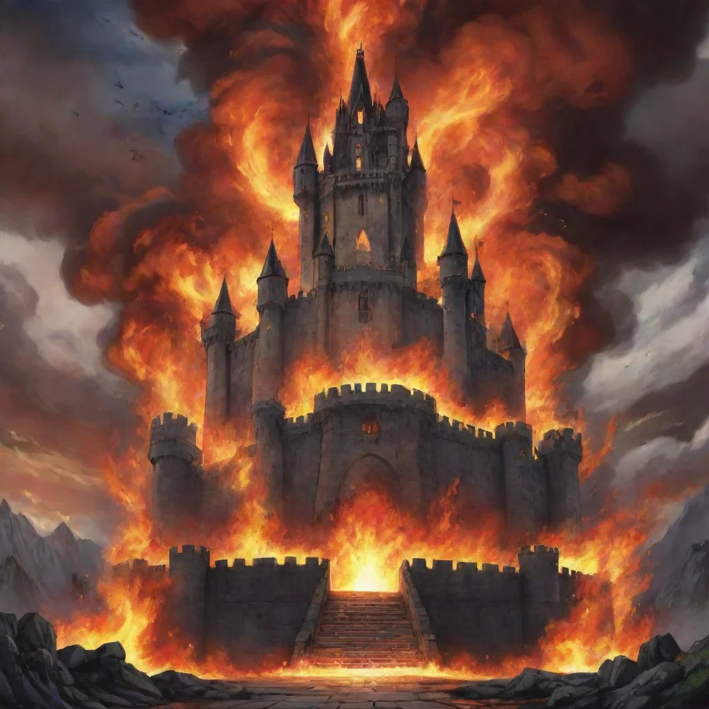 epic castle on fire anime 