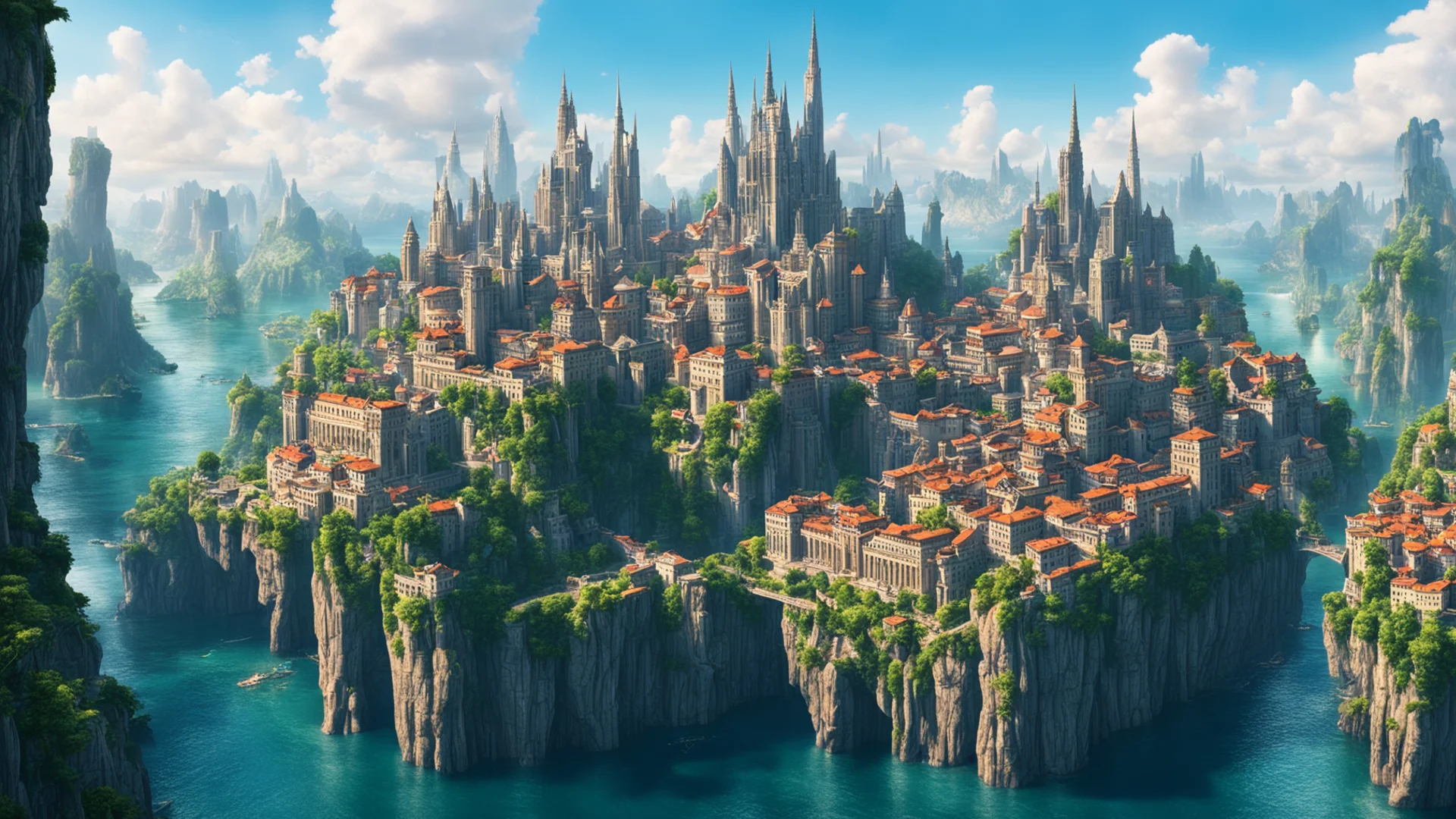 aiepic city on cliffs water surrounding%2C giant magic city good looking trending fantastic 1 wide