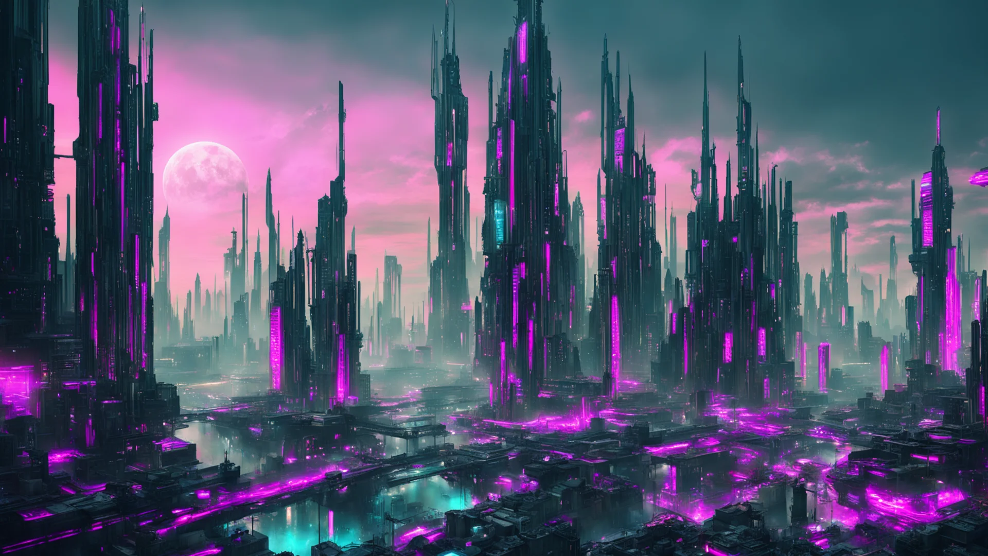 aiepic cyberpunk landscape%2C stunning%2C gorgeouse%2C outrageous wide