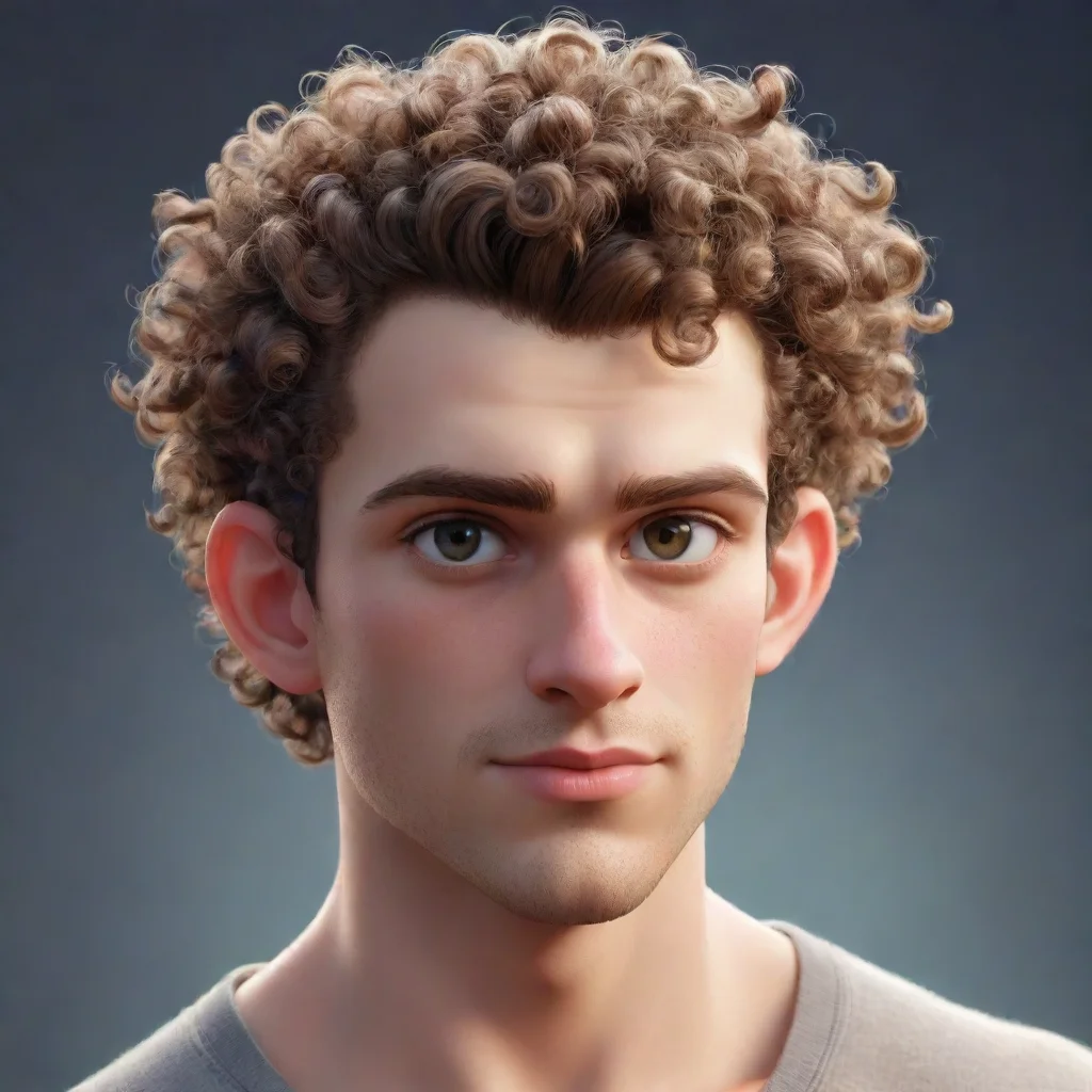 aiepic male character curly shaved hair good looking guy clear clarity detail cosy realistic cartoon shaved hair shaved side cool