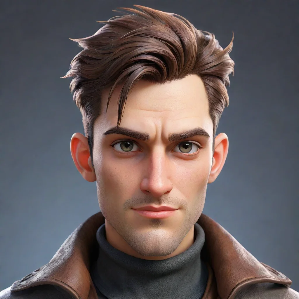 epic male character stampunk good looking guy clear clarity detail cosy realistic cartoon 