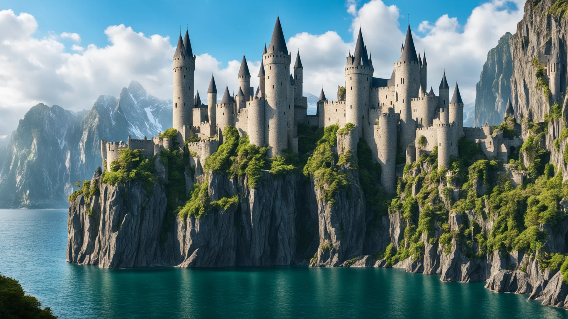 aiepic medieval castle on cliffs water surrounding%2C giant crystal formation  confident engaging wow artstation art 3 wide