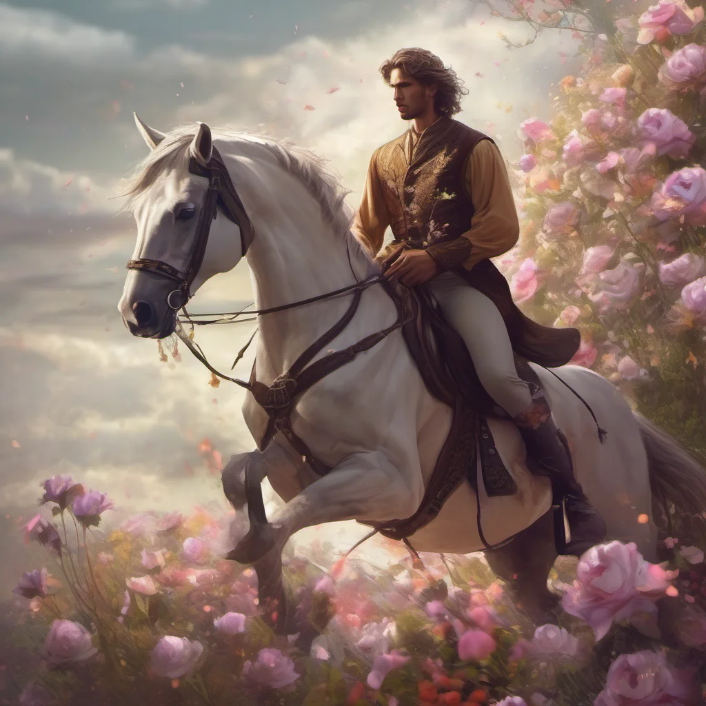 epic romance riding horse holding flowers stunning confident fantasy man art character amazing awesome portrait 2