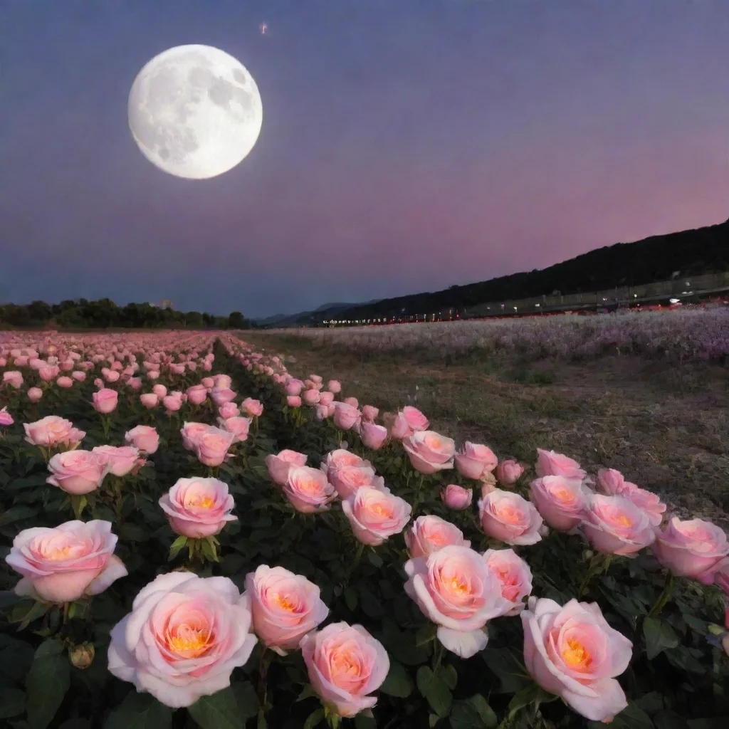 aiestaci%C3%B3n primera flores rosas peque%C3%B1as con la luz de la luna anocheciendo