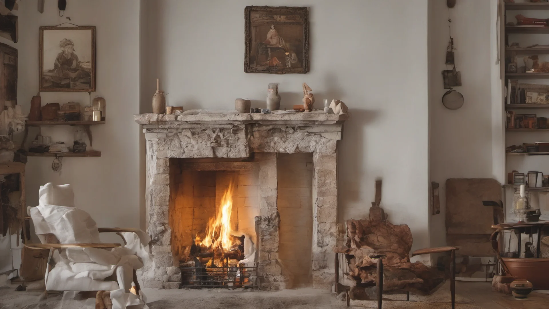 aiestoy en el sill%C3%B3n junto a la chimenea en que crepita el fuego wide