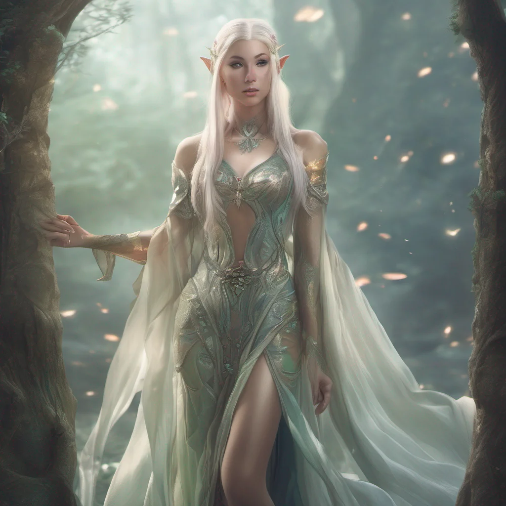 ethereal fantasy female elf in fantasy world 