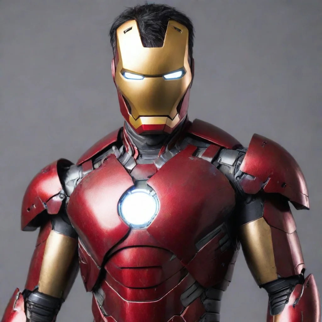 evil east asian man in a suit of iron man armor