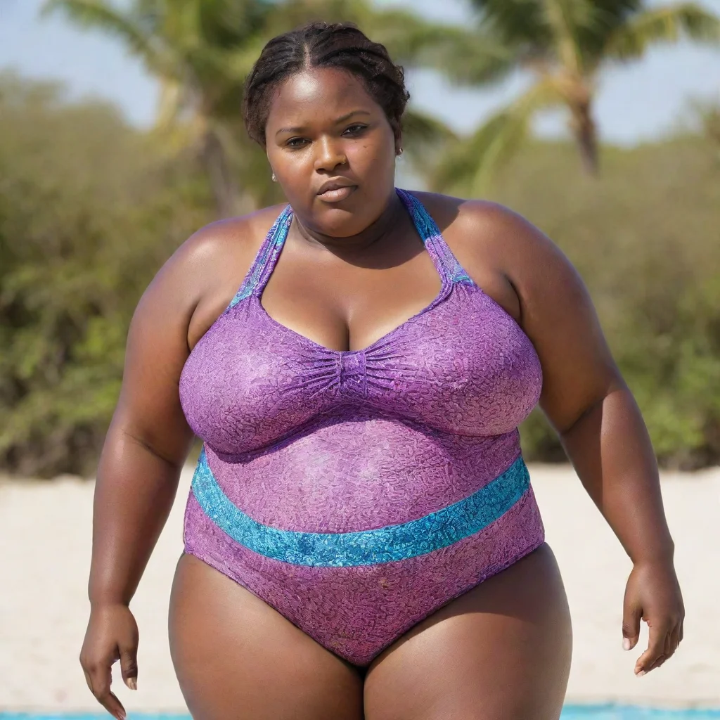 aiextremely obese african woman in swimsuit