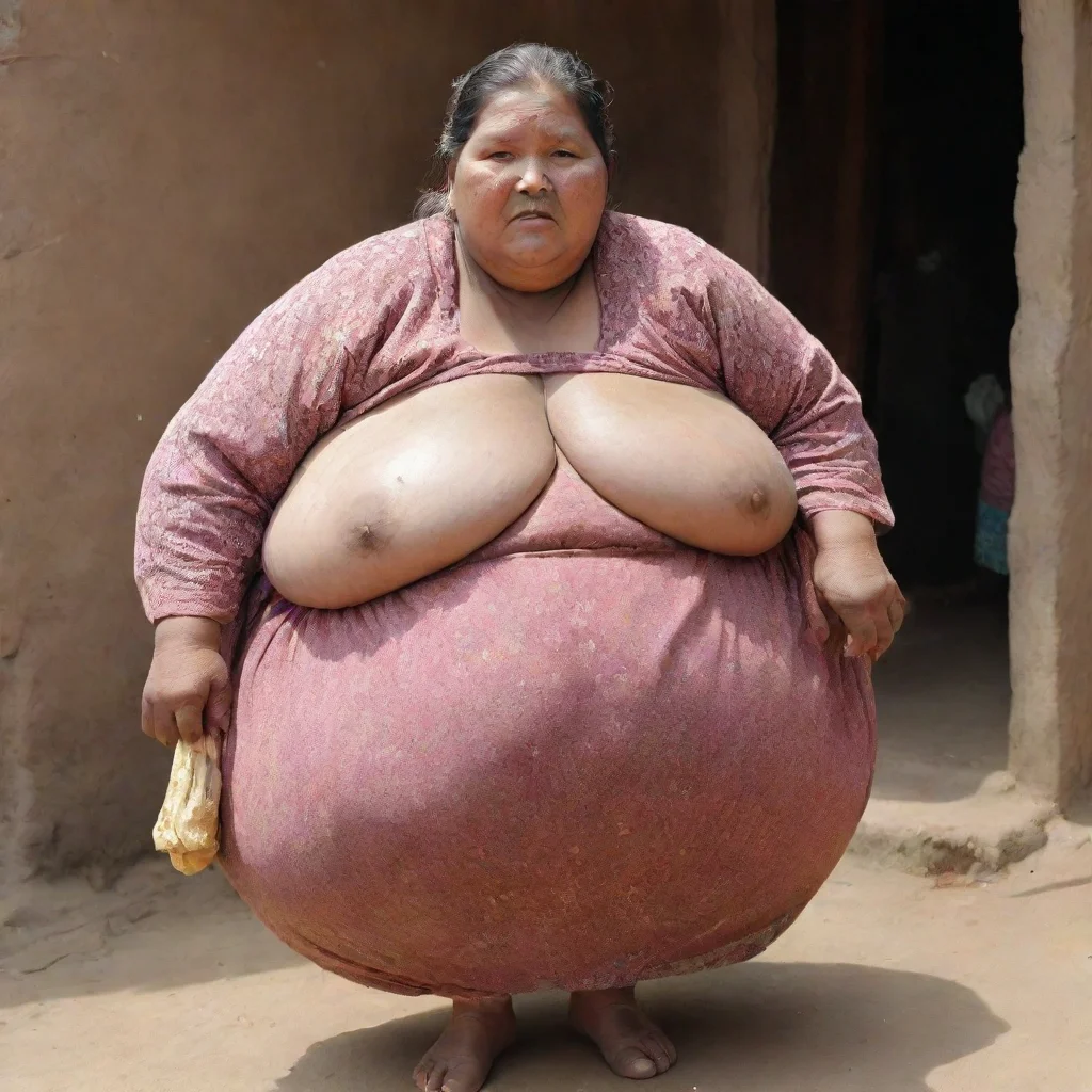 aiextremely obese village woman