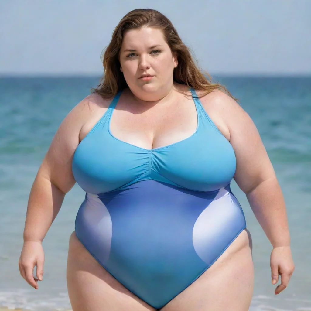 extremely obese woman in swimsuit