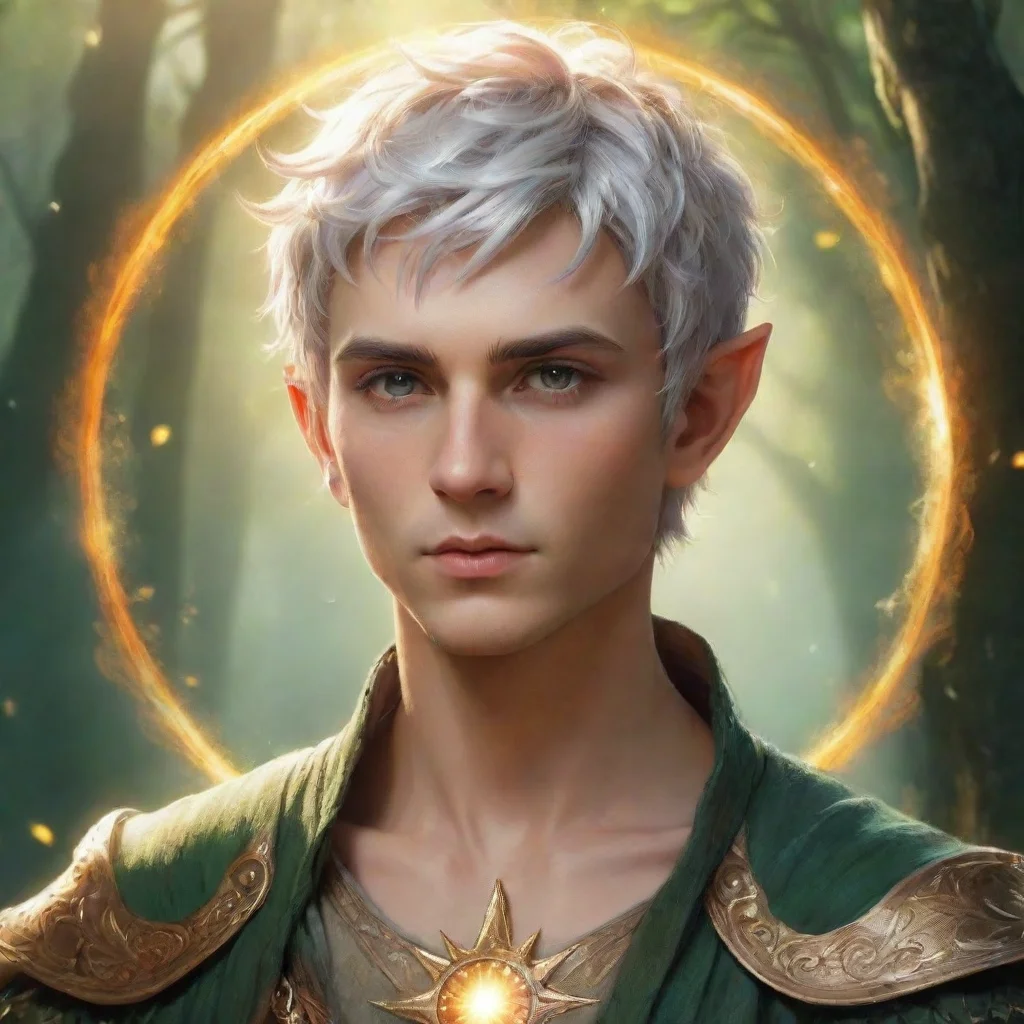 fae male elf short hair king celestial fantasy art sun 