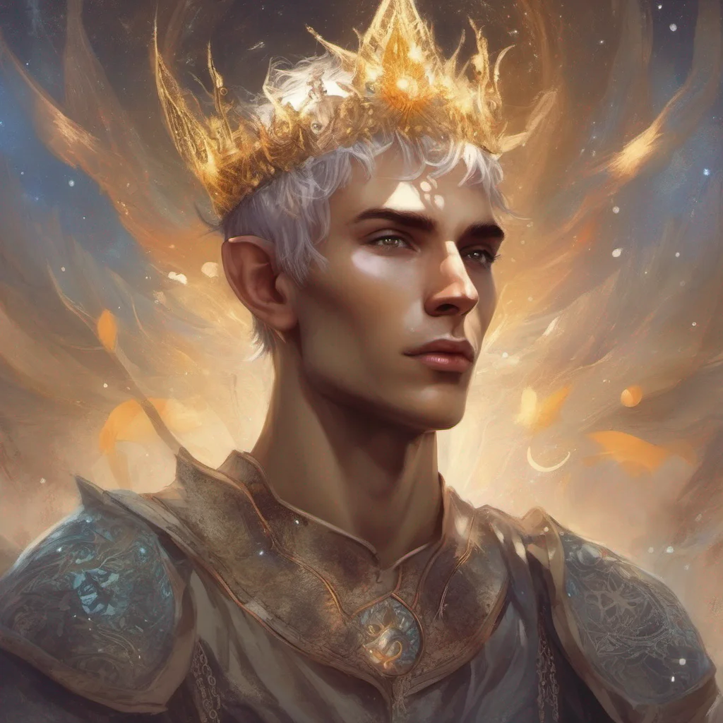 fae man elf short hair king celestial fantasy art sun 