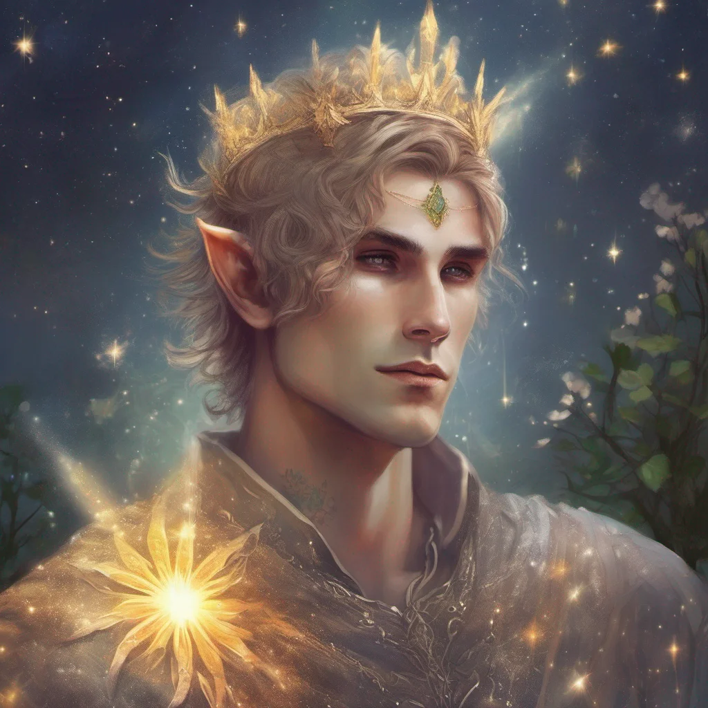 fae man elf short hair king celestial fantasy art sun glitter confident engaging wow artstation art 3