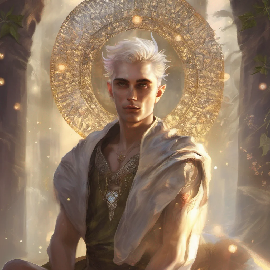fae man elf short hair king celestial fantasy art sun magic