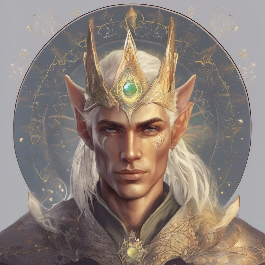 fae man elf short hair king celestial fantasy art sun pointed ears 