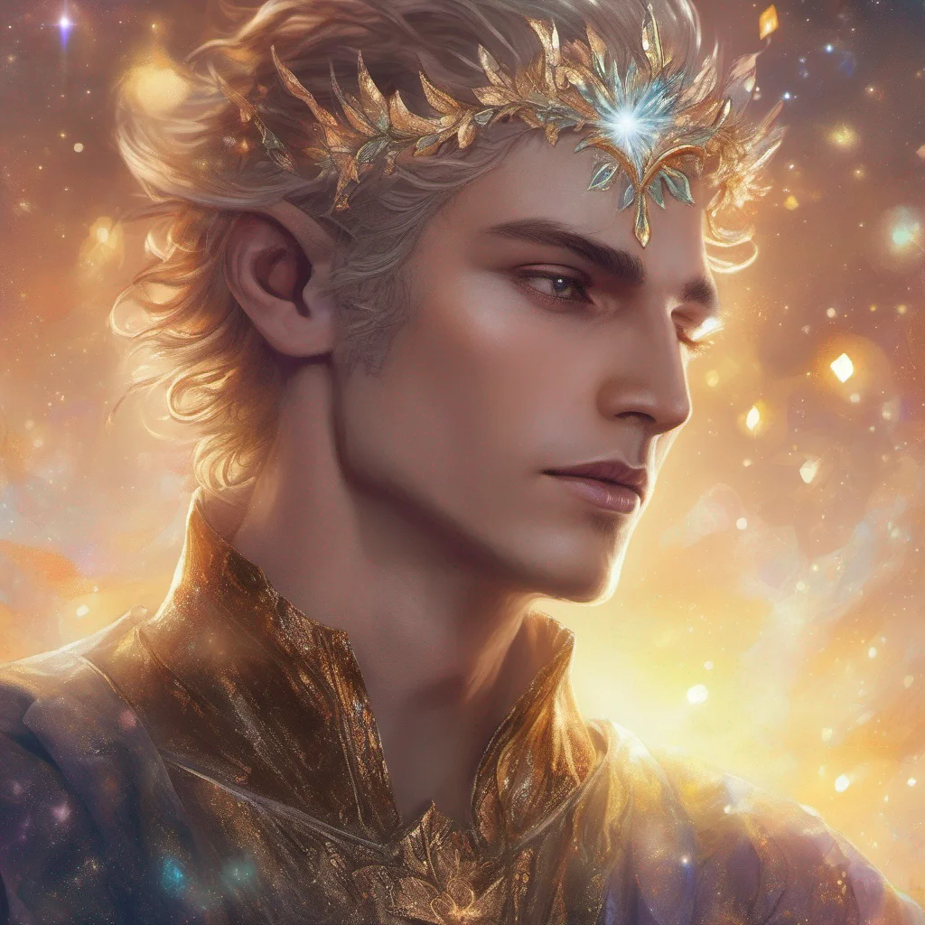 aifae man elf short hair king celestial fantasy art sun sparkles glitter good looking trending fantastic 1