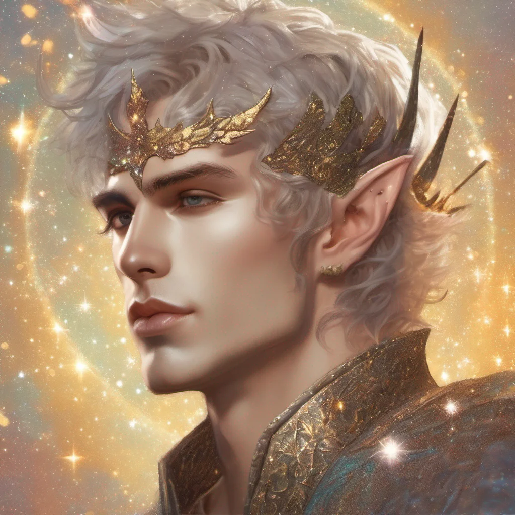 fae man elf short hair king celestial fantasy art sun sparkles glitter shimmer amazing awesome portrait 2