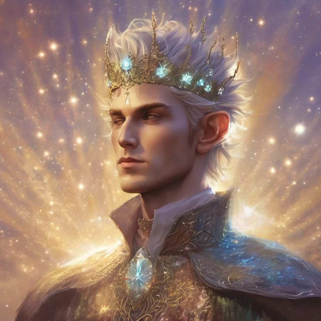 fae man elf short hair king celestial fantasy art sun sparkles glitter shimmer confident engaging wow artstation art 3