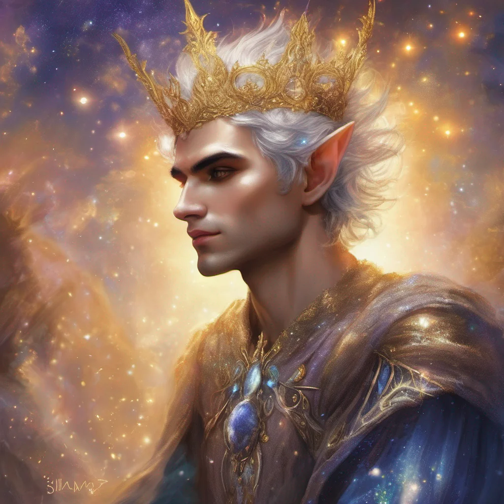 fae man elf short hair king celestial fantasy art sun sparkles glitter shimmer good looking trending fantastic 1