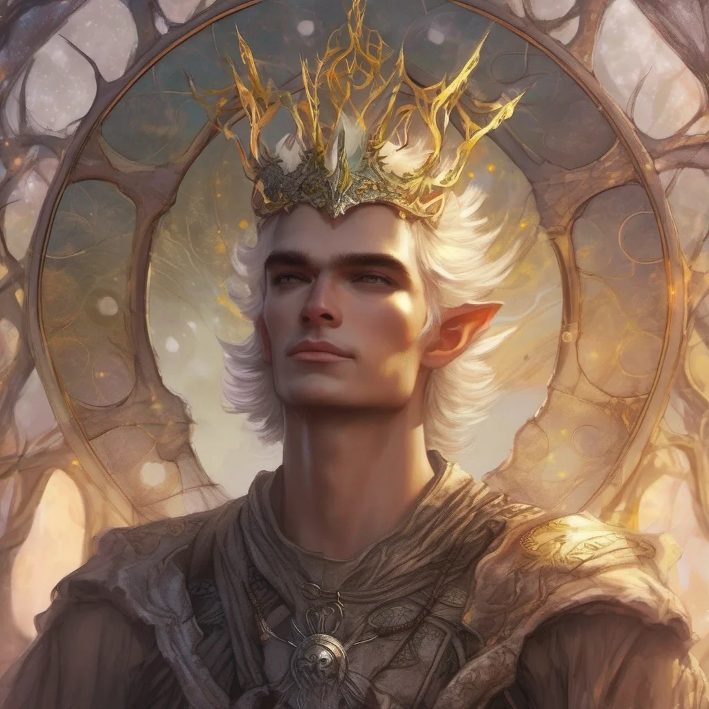 fae man elf short hair king celestial fantasy art sun