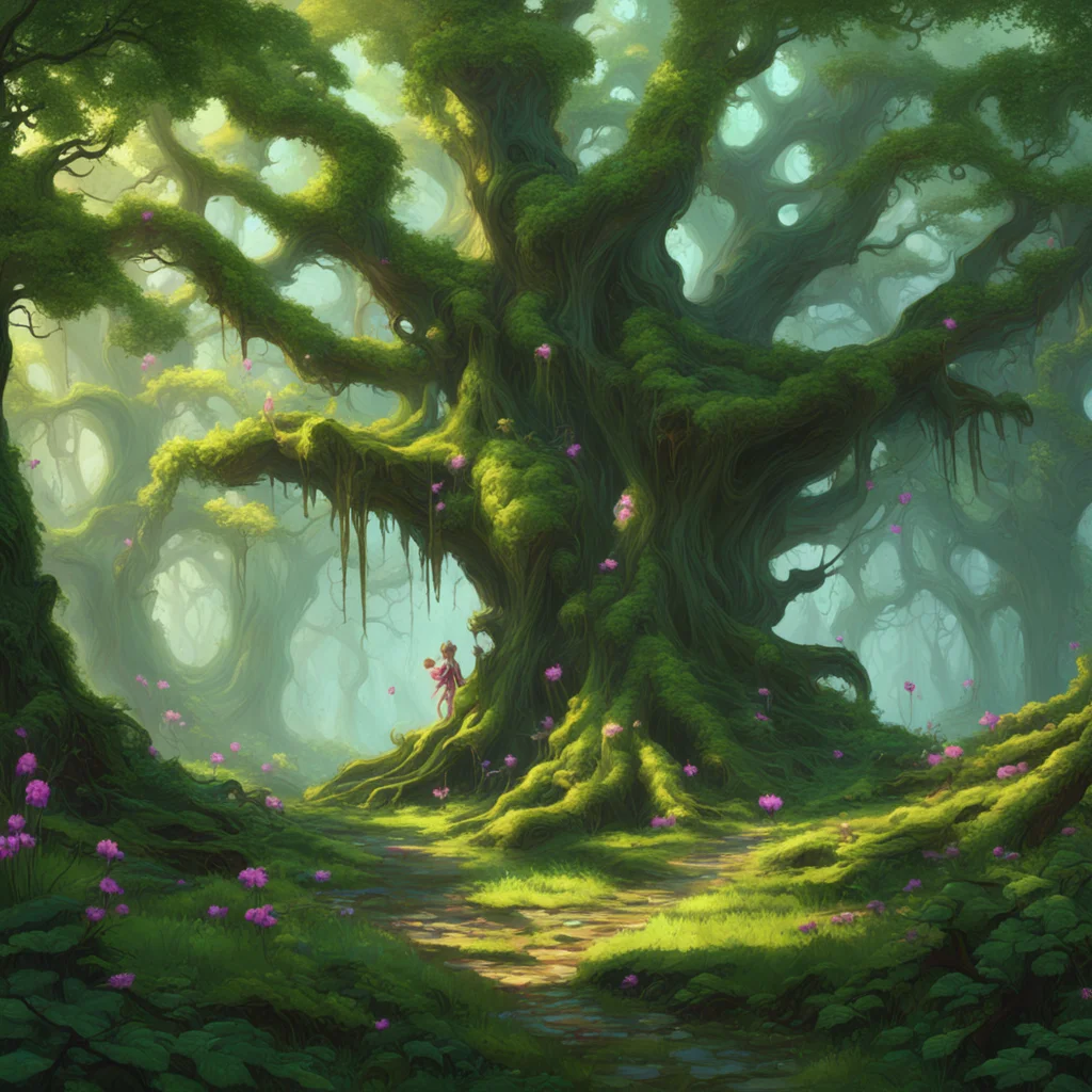 fairies an ancient oak forest stunning atmosphere 8k painted by craig mullins and greg rutkowski