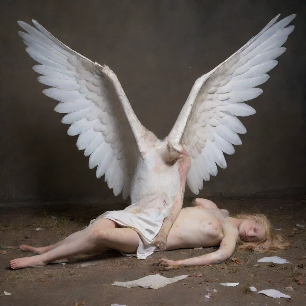 aifallen wounded angel with a broken wing