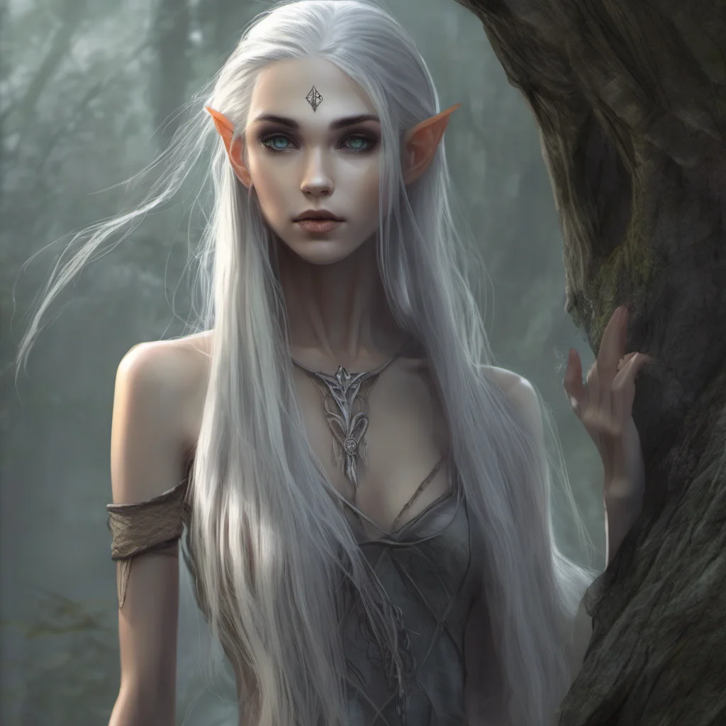 aifantasy art%2C skinny elf girl%2C very long grey hair