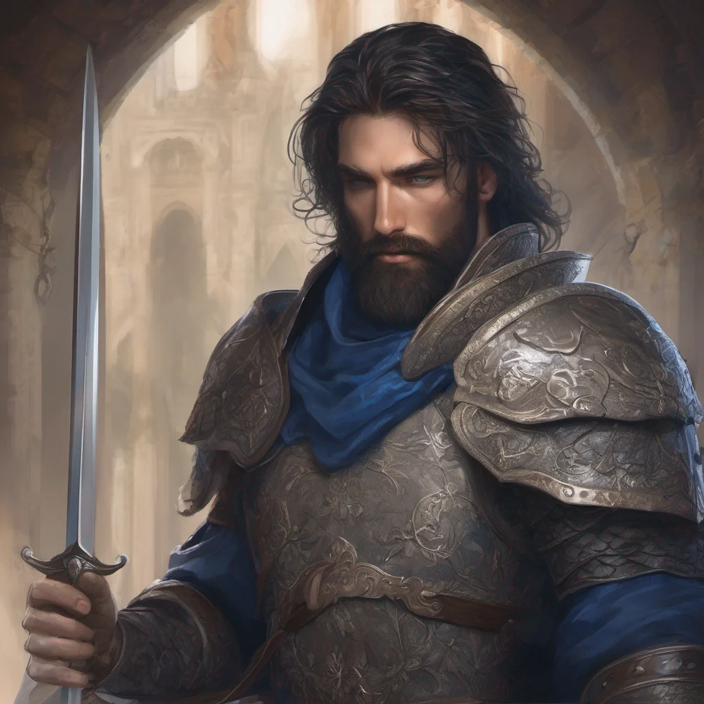 fantasy art beauty grace bearded man short dark hair armor sword blue eyes amazing awesome portrait 2