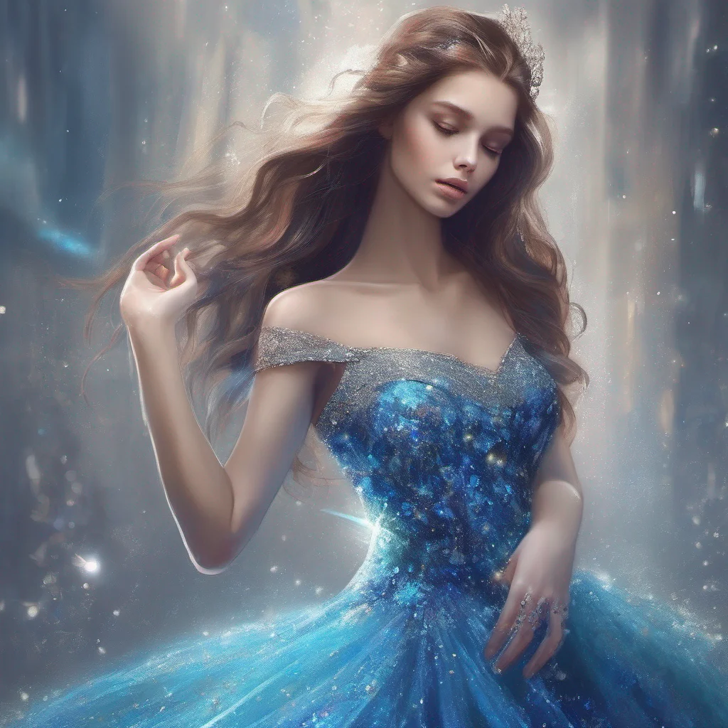 aifantasy art beauty grace sparkle glitter shimmer blue dress confident engaging wow artstation art 3