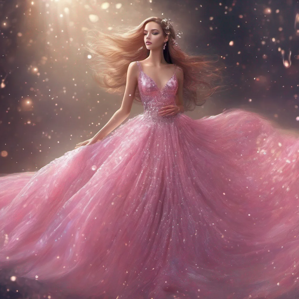 aifantasy art beauty grace sparkle glitter shimmer pink dress confident engaging wow artstation art 3