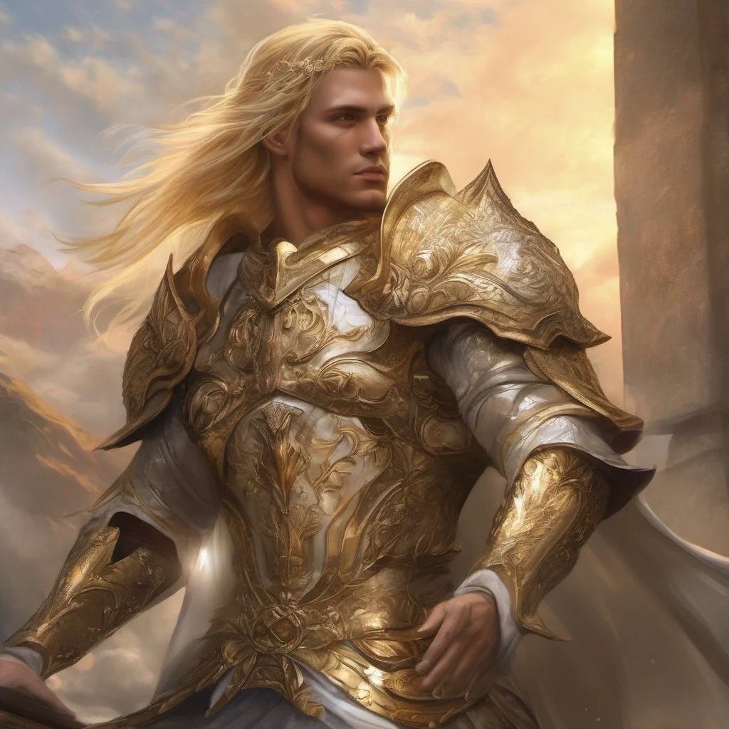 fantasy art blonde man god sun armor king beauty grace confident engaging wow artstation art 3