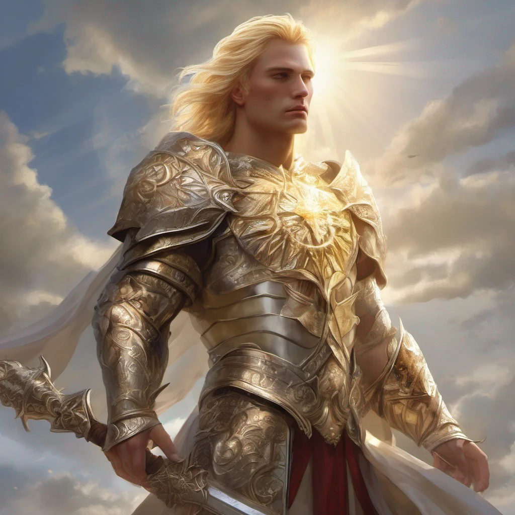 aifantasy art blonde man god sun armor king beauty grace