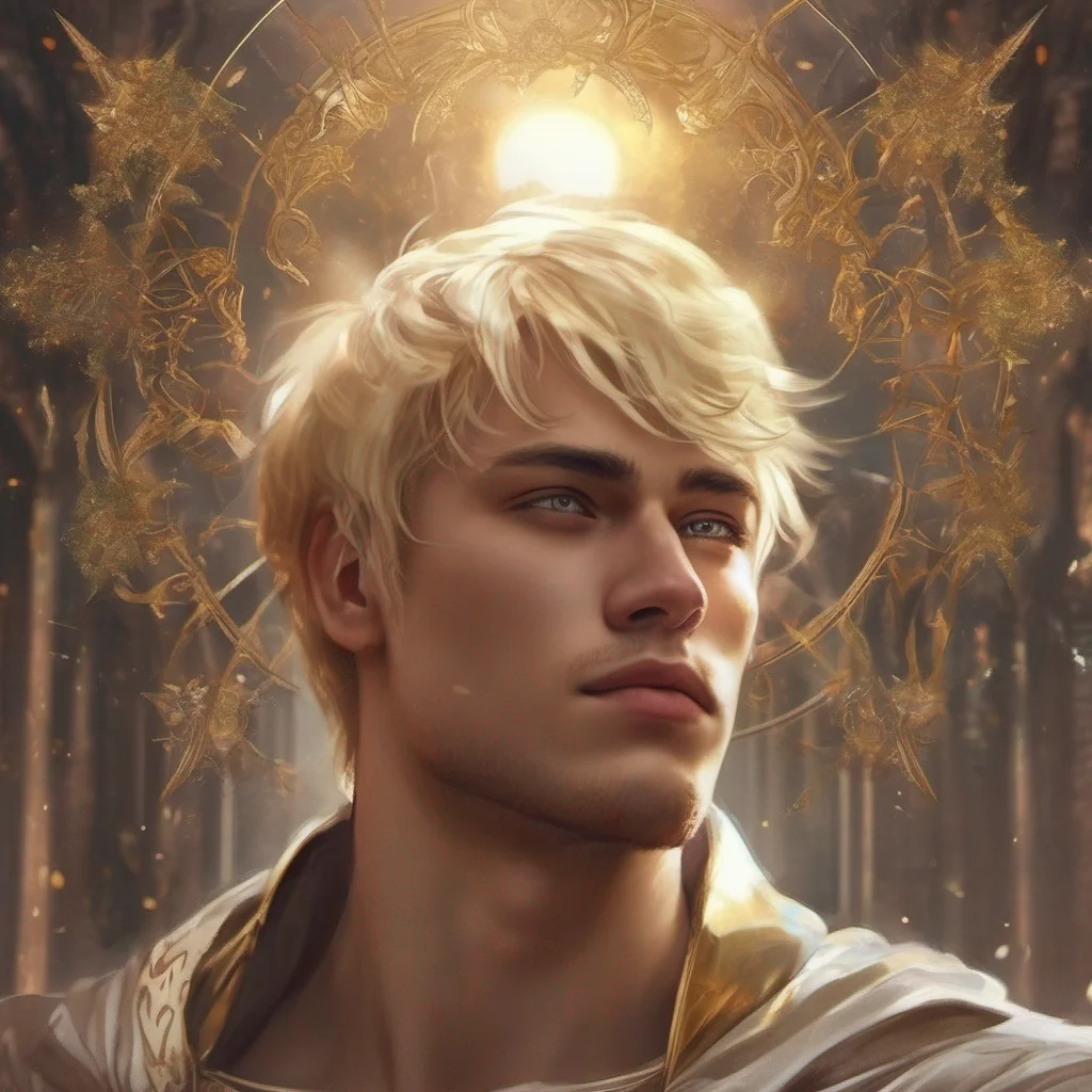 fantasy art blonde man short hair god sun king beauty grace good looking trending fantastic 1
