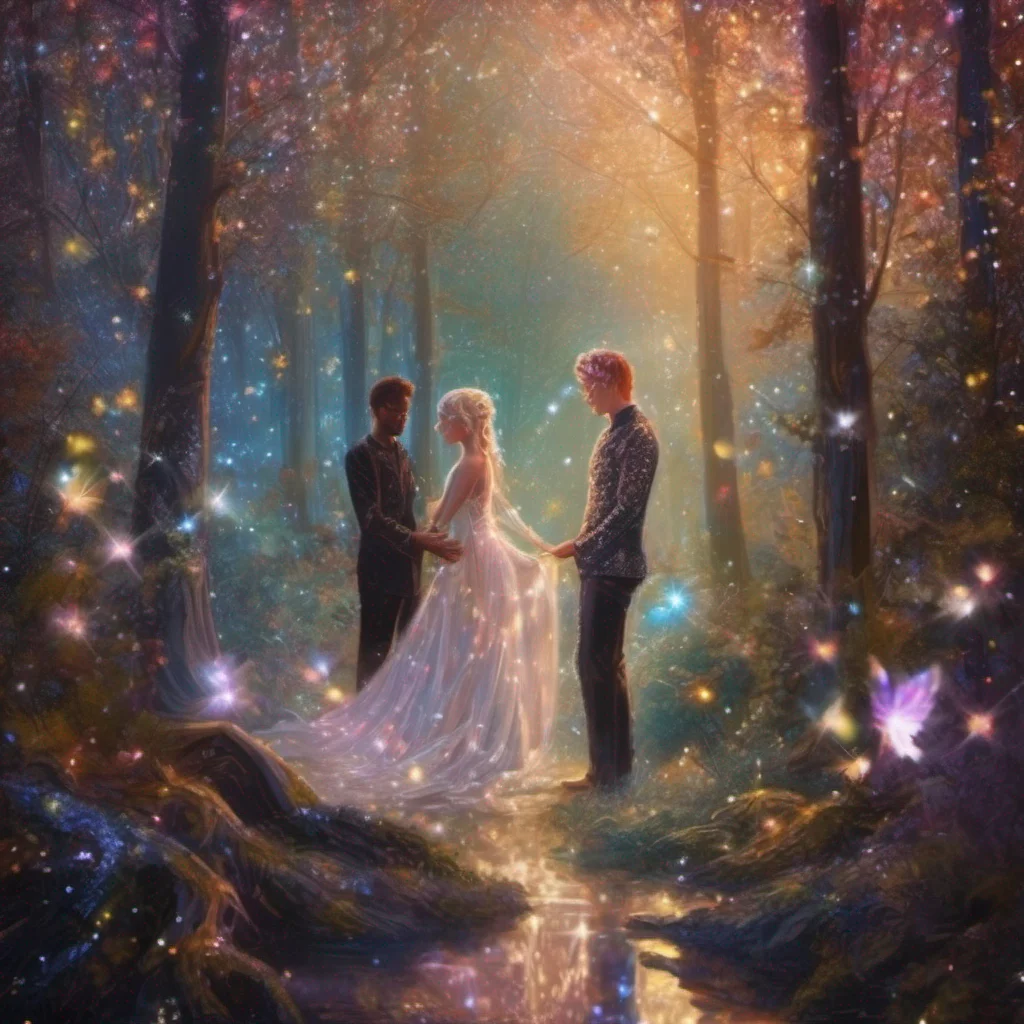 aifantasy art couple sparkle glitter shimmer forest  confident engaging wow artstation art 3