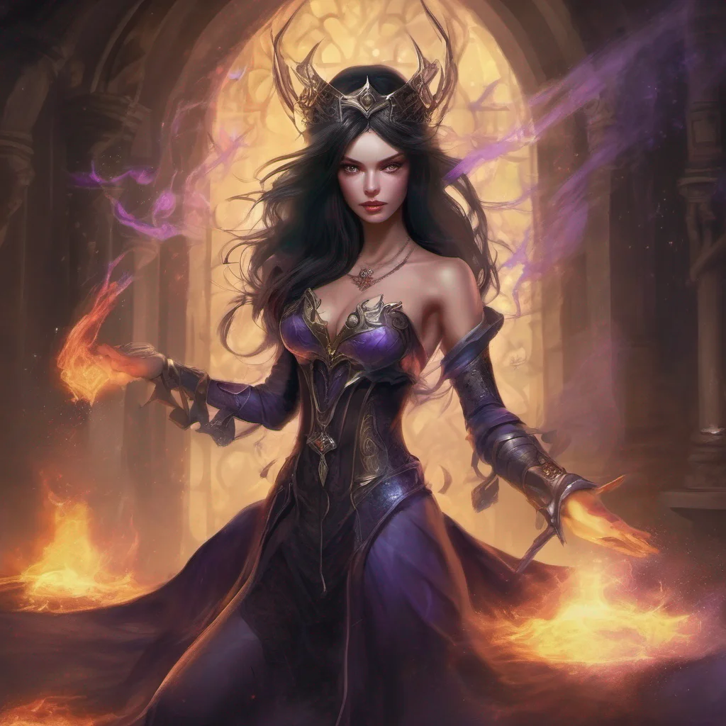 fantasy art dark hair evil princess mage magic soceress spell confident engaging wow artstation art 3